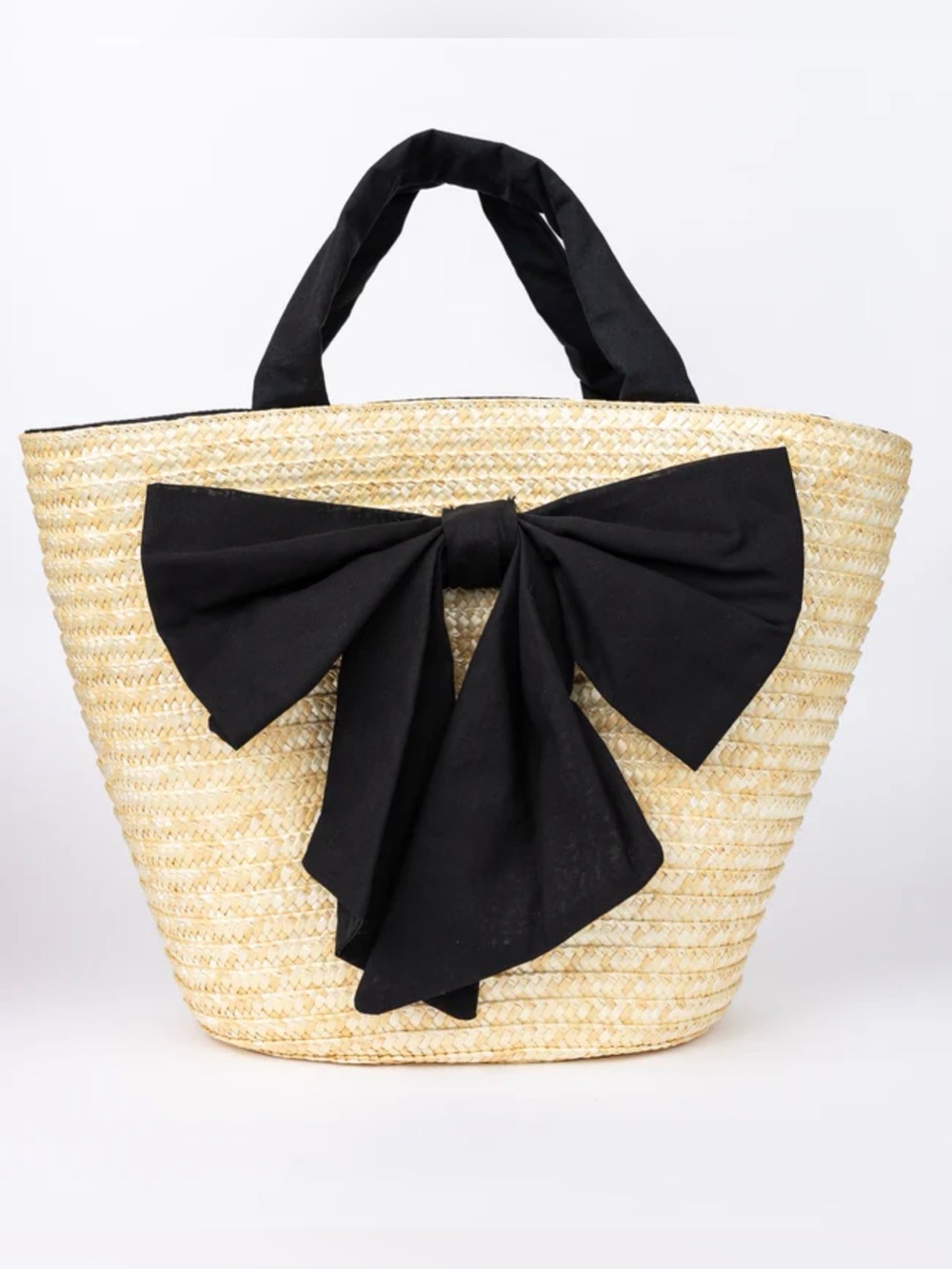 Pink Lily Beckett Black Bow Straw Tote NWOT